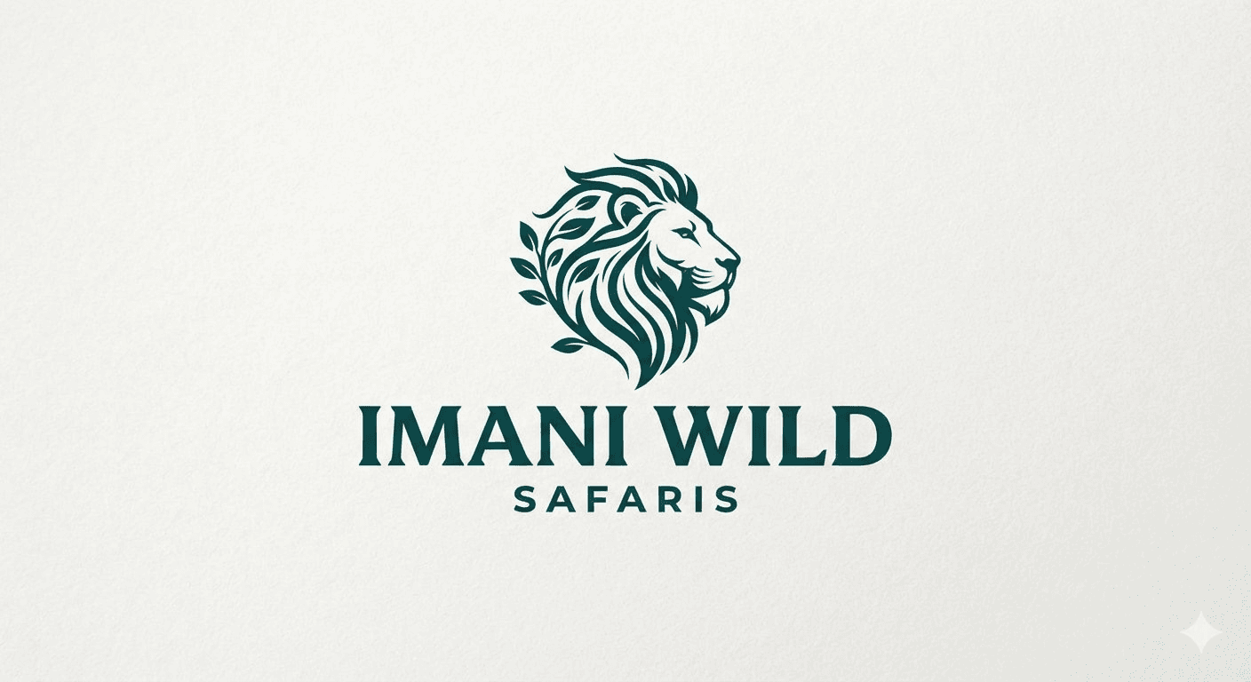 Imani Wild Safaris lion and botanical logo